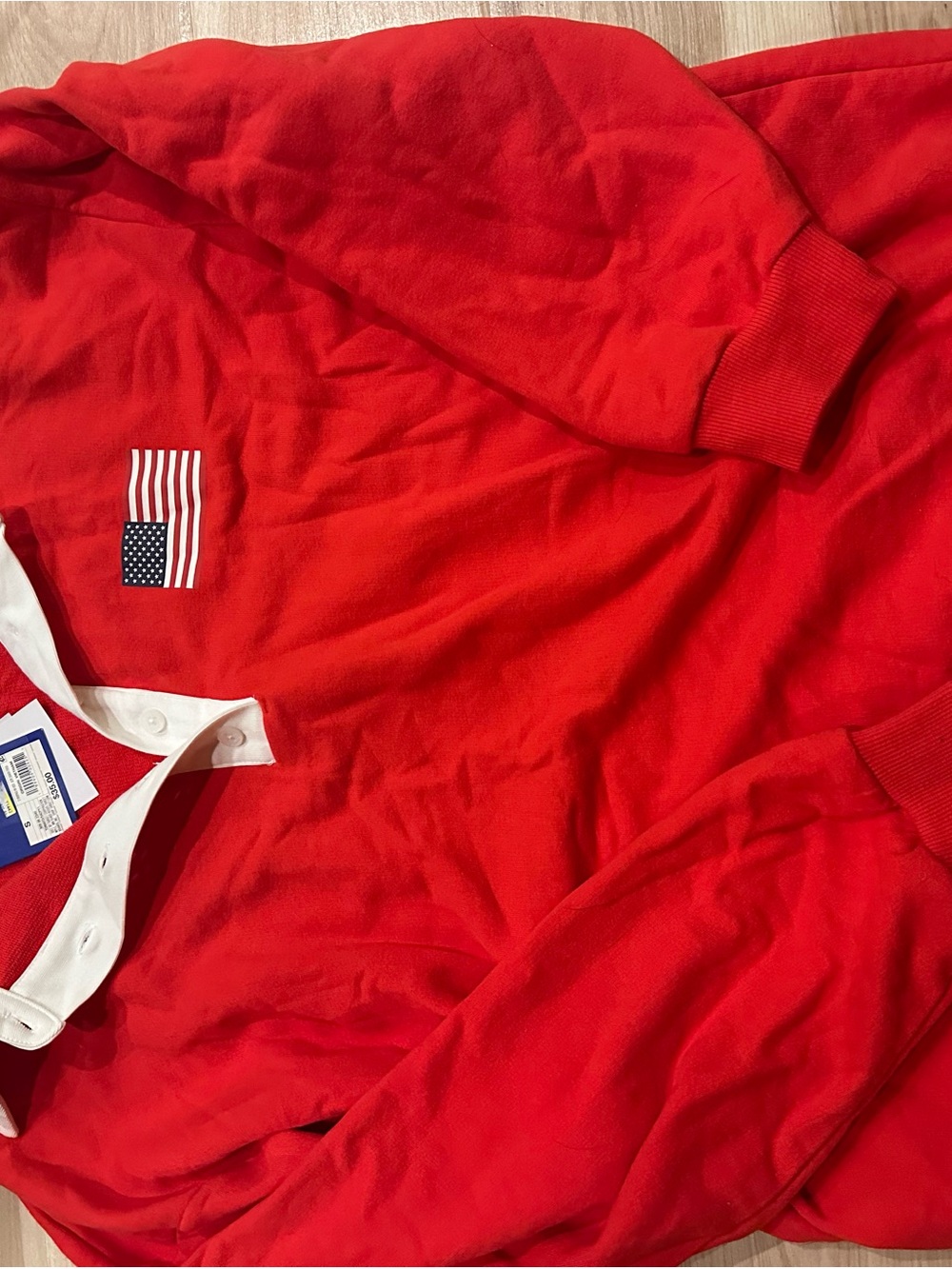 JoyLab Red V-Neck Rugby Sweater with White Contrast Collar - Picture 5 of 5